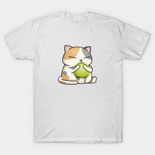 Chubby Cat Green Dango T-Shirt by Takeda_Art